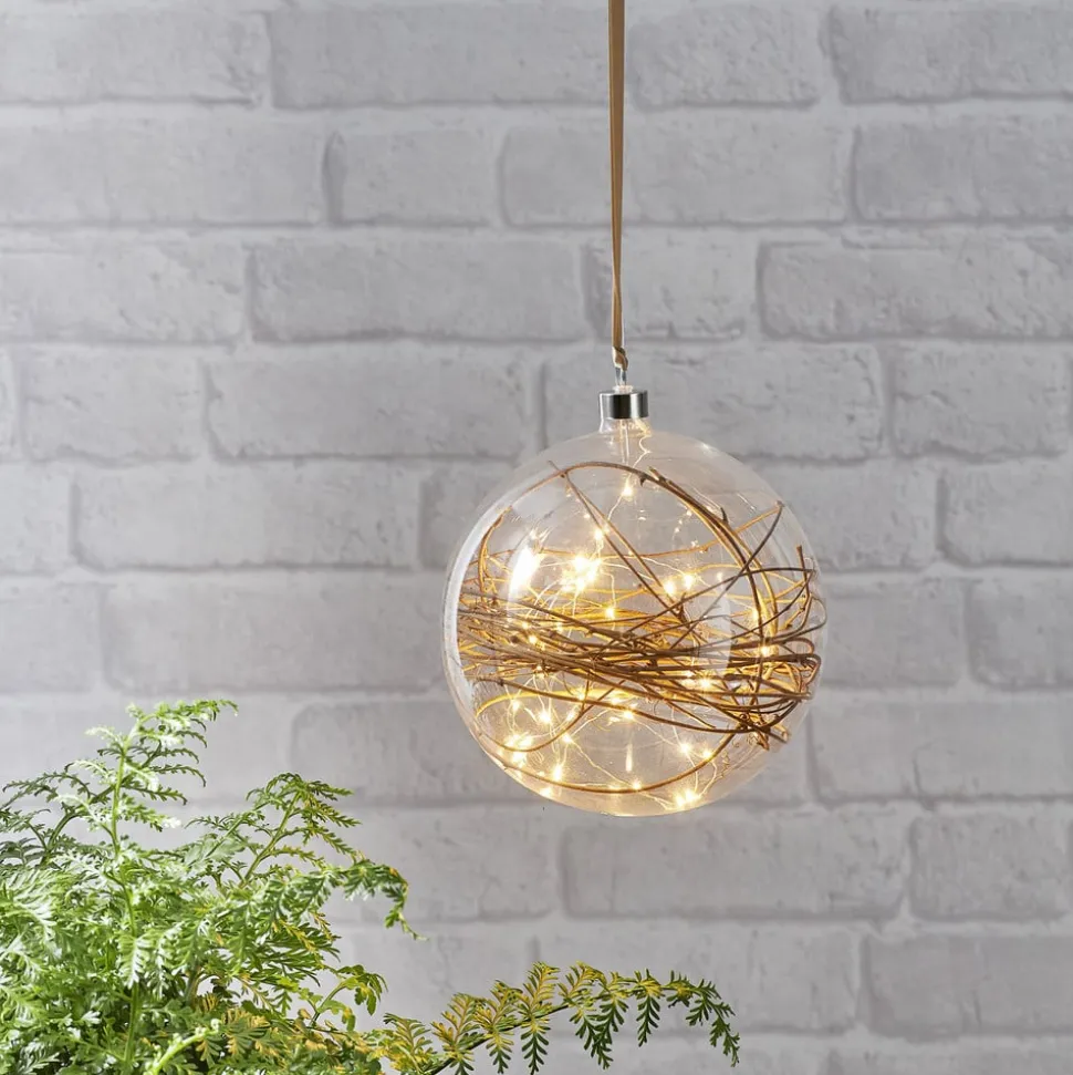 LED-decoratiebol Glow helder, rotan Ø 20 cm