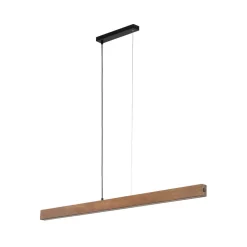 LED-hanglamp van hout Teo, walnoot, 126 cm, touchdimmer