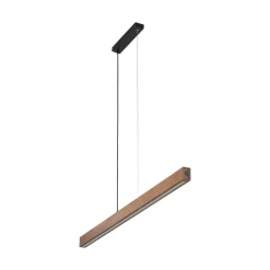 LED-hanglamp van hout Teo, walnoot, 126 cm, touchdimmer