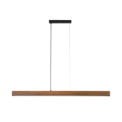 LED-hanglamp van hout Teo, walnoot, 126 cm, touchdimmer