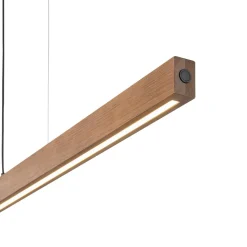 LED-hanglamp van hout Teo, walnoot, 126 cm, touchdimmer