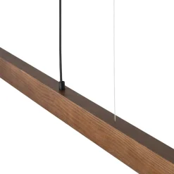 LED-hanglamp van hout Teo, walnoot, 126 cm, touchdimmer