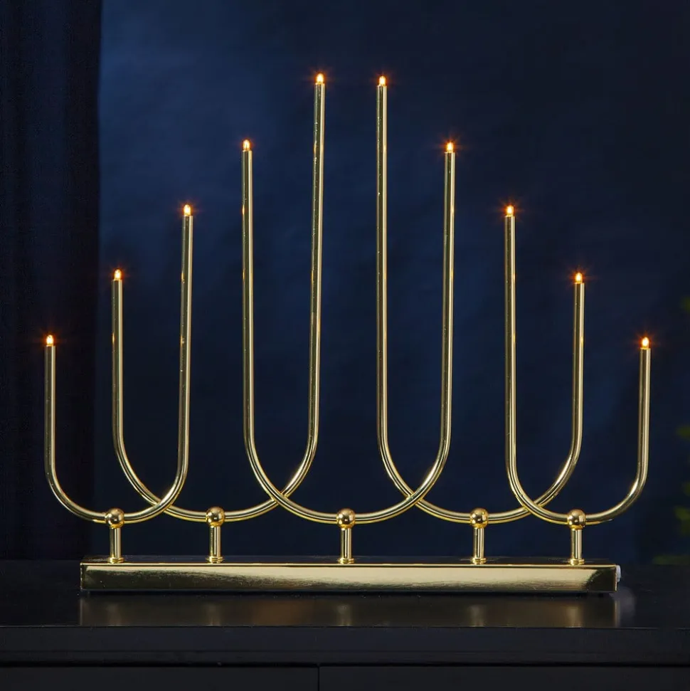 LED-kandelaar Novum, 10-lamps, messing