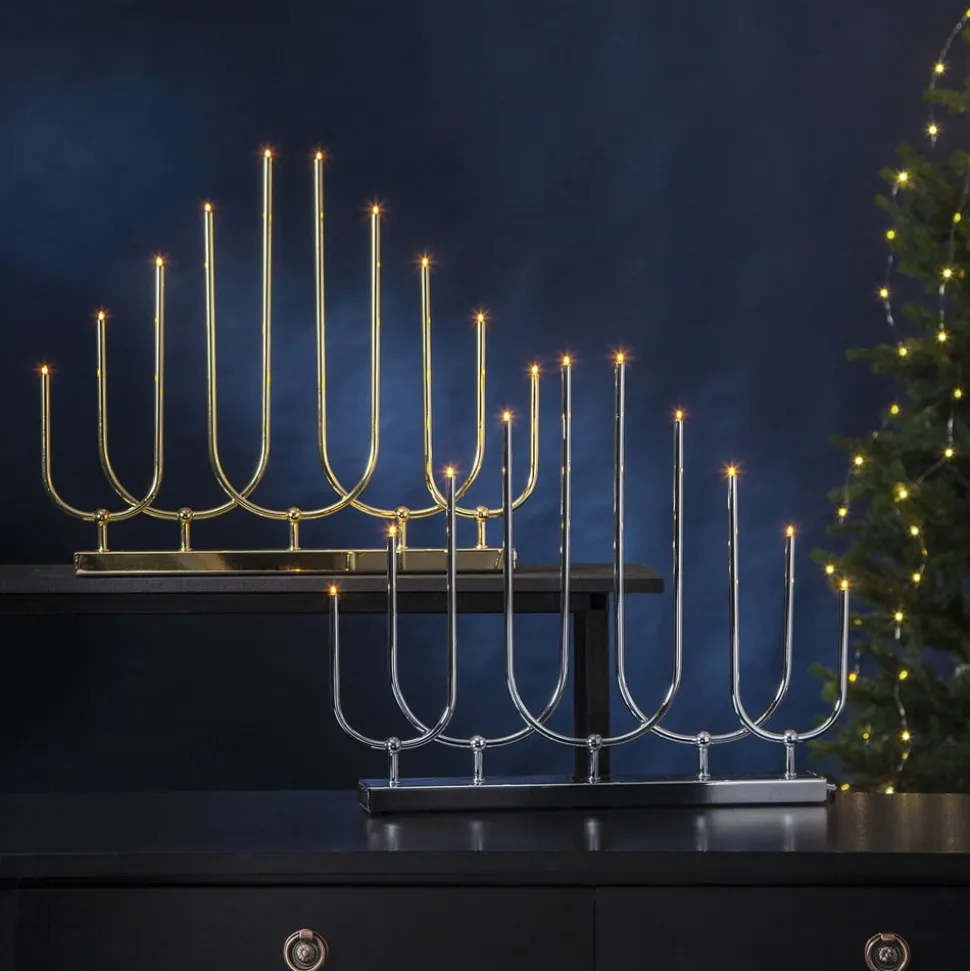 LED-kandelaar Novum, 10-lamps, messing