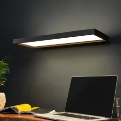 LED-kantoor-wandlamp Rick, zwart. universeel wit