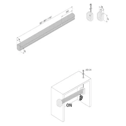 LED-kledingstanglamp met sensor, 60cm