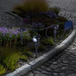 LED-prikspot op zonne-energie SPOTI, zwart, set van 3, IP44