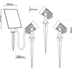 LED-prikspot op zonne-energie SPOTI, zwart, set van 3, IP44