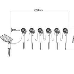 LED-prikspot op zonne-energie NOMI, zwart, set van 6, IP44