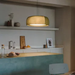 LEDS-C4 LED hanglamp Gong, groen, 2.700 K, Ø 61,2 cm, stof