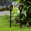 LED-solar-grondspies lamp Flame, 2 per set