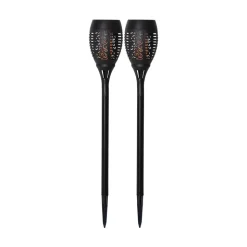 LED-solar-grondspies lamp Flame, 2 per set
