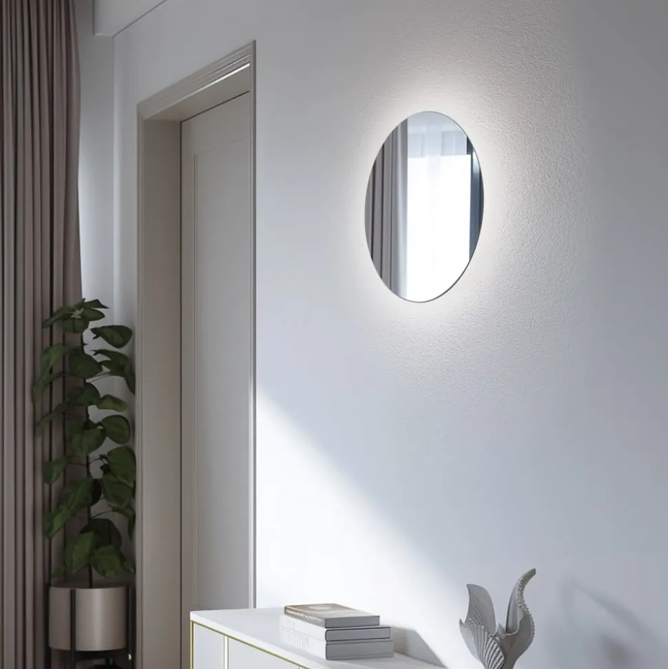 LED-spiegel Ring L, Ø 39 cm, glas, warmwit