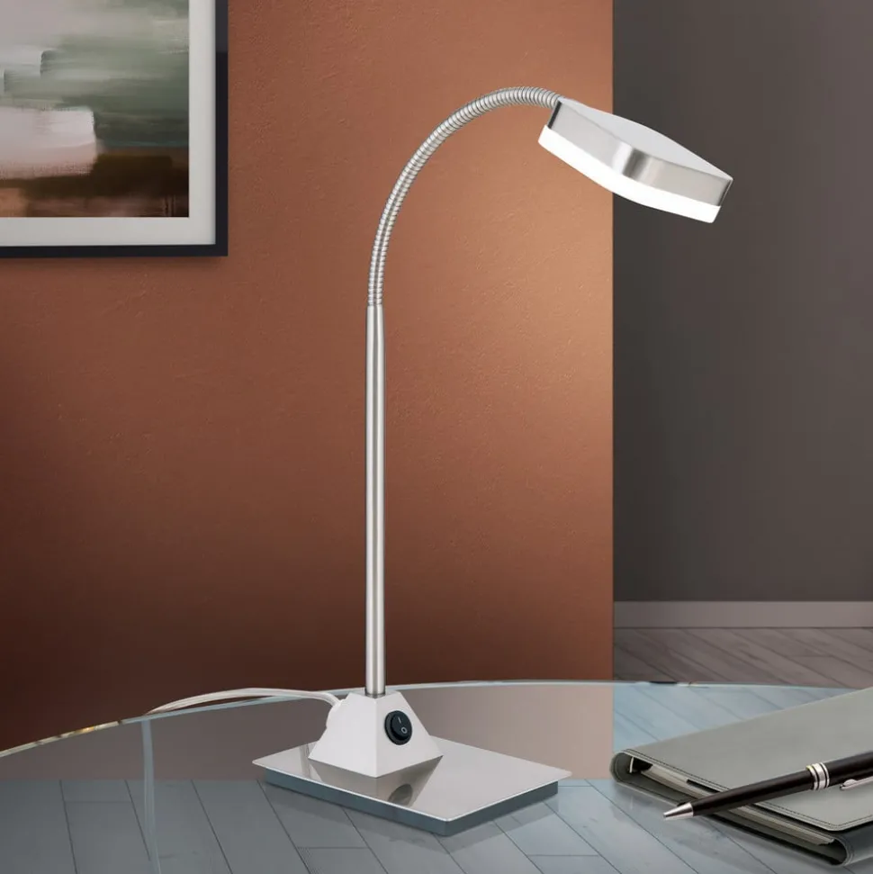 LED-tafellamp Tobias, mat nikkel