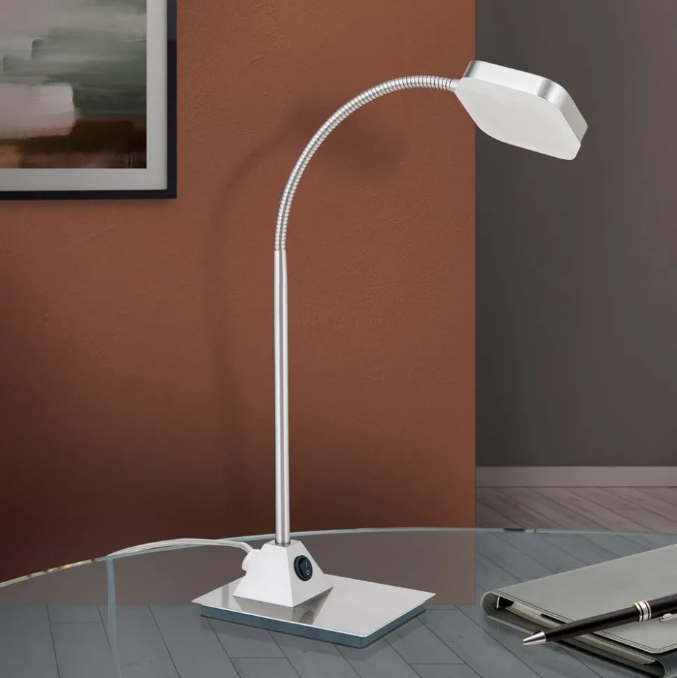 LED-tafellamp Tobias, mat nikkel