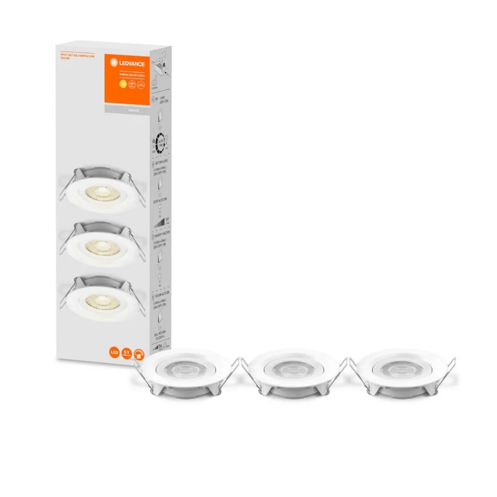 LEDVANCE Adj Simple Dimbare inbouwspot 3 eenheden 2.700K wit