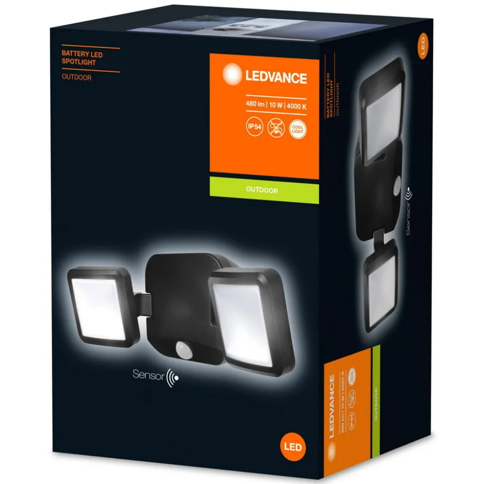 LEDVANCE Battery Spotlight buitenwand 2lamps zwart