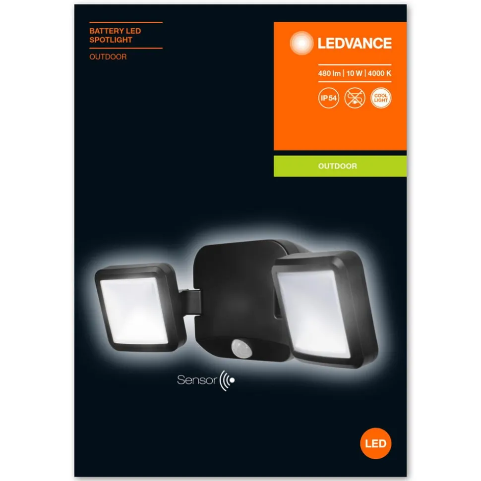 LEDVANCE Battery Spotlight buitenwand 2lamps zwart