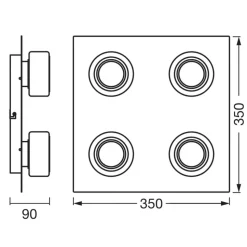 LEDVANCE LED plafondlamp Orbis Flame, chroom, 4-lamps, IP44