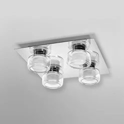 LEDVANCE LED plafondlamp Orbis Flame, chroom, 4-lamps, IP44