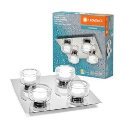 LEDVANCE LED plafondlamp Orbis Flame, chroom, 4-lamps, IP44