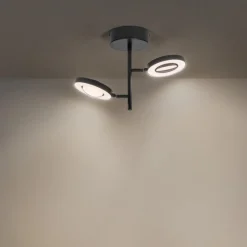 LEDVANCE LED plafondspot Saturnus, 2-lamps CCT, hoog, zwart