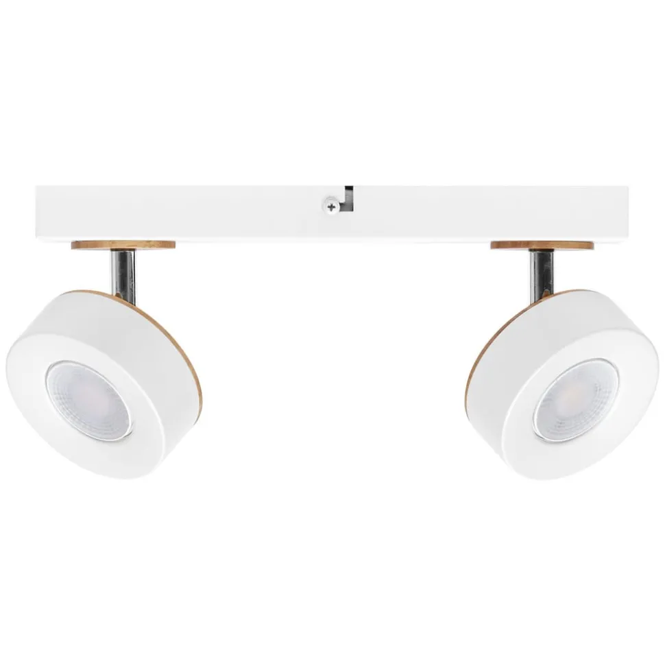LEDVANCE LED plafondspot Pluto, staal, hout, 2-lamps, wit