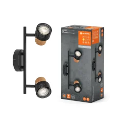 LEDVANCE LED plafondspot Kurk, GU10, 2-lamps, dimbaar, zwart