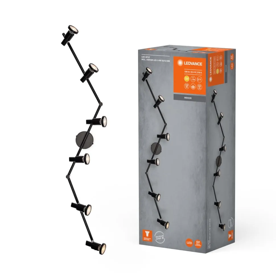 LEDVANCE LED plafondspot GU10, 6-lamps, zwart