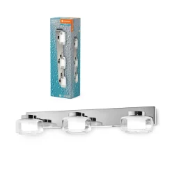 LEDVANCE LED wandlamp Orbis Flame, 3-lamps, chroom, IP44