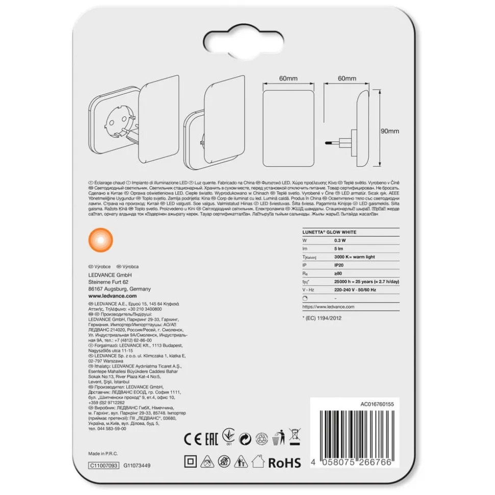 LEDVANCE Lunetta Glow White LED nachtlamp