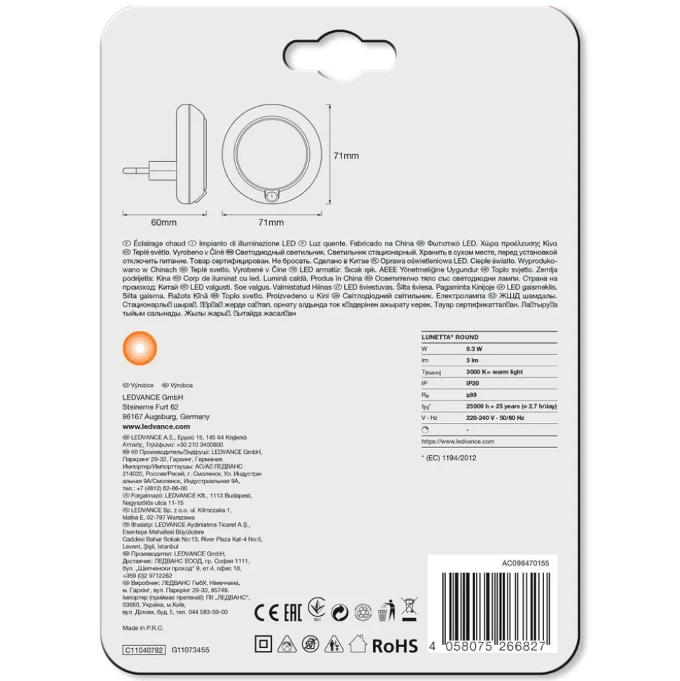 LEDVANCE Lunetta Round White LED nachtlamp