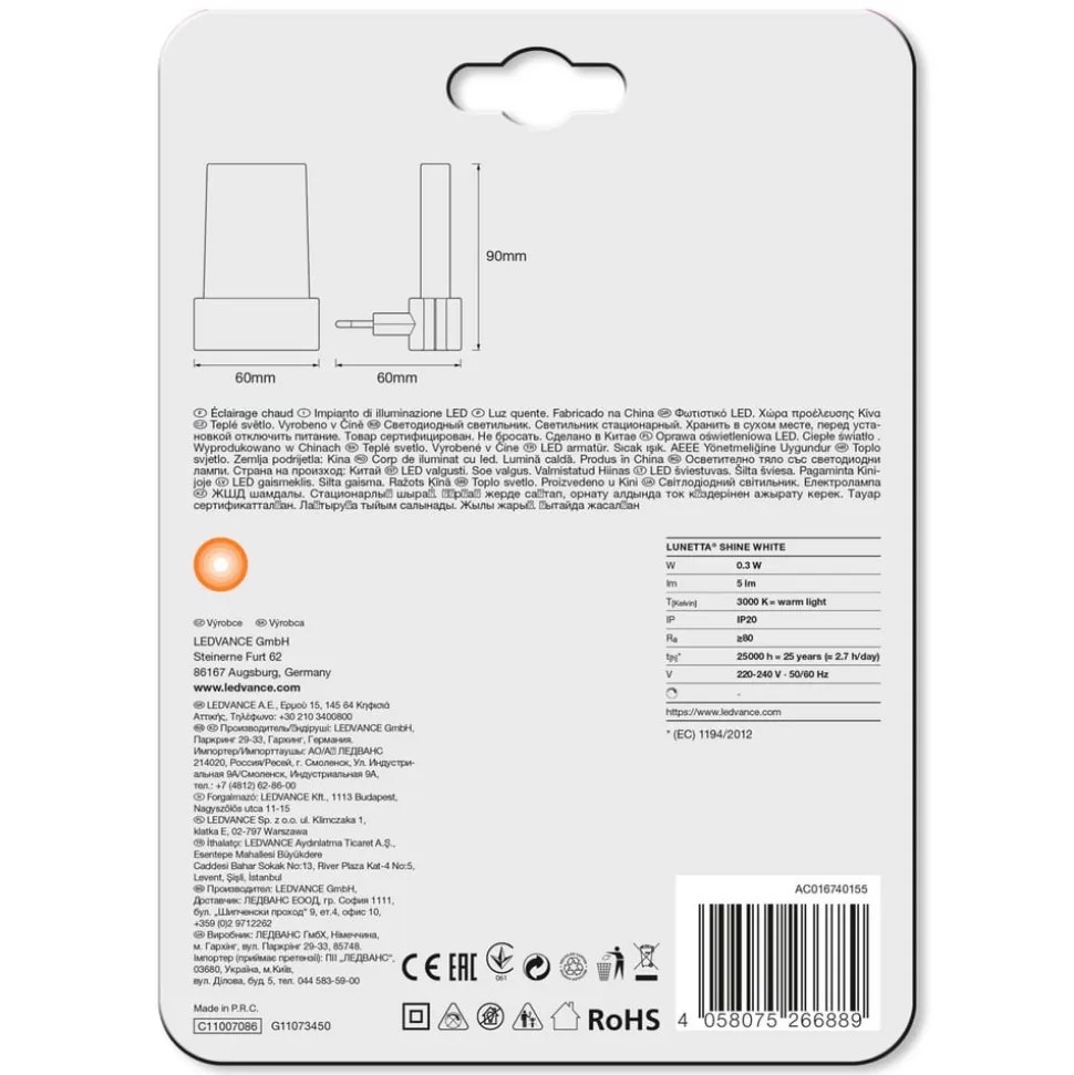 LEDVANCE Lunetta Shine White LED nachtlamp