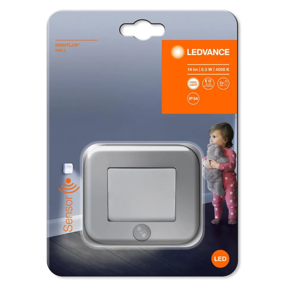 LEDVANCE Nightlux Hall nachtlamp met sensor zilver