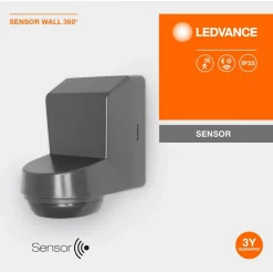 LEDVANCE Sensor Wall 360DEG IP55, donkergrijs