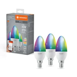 LEDVANCE SMART+ LED, kaars, E14, 4,9 W, CCT, RGB, WiFi, 3 eenheden