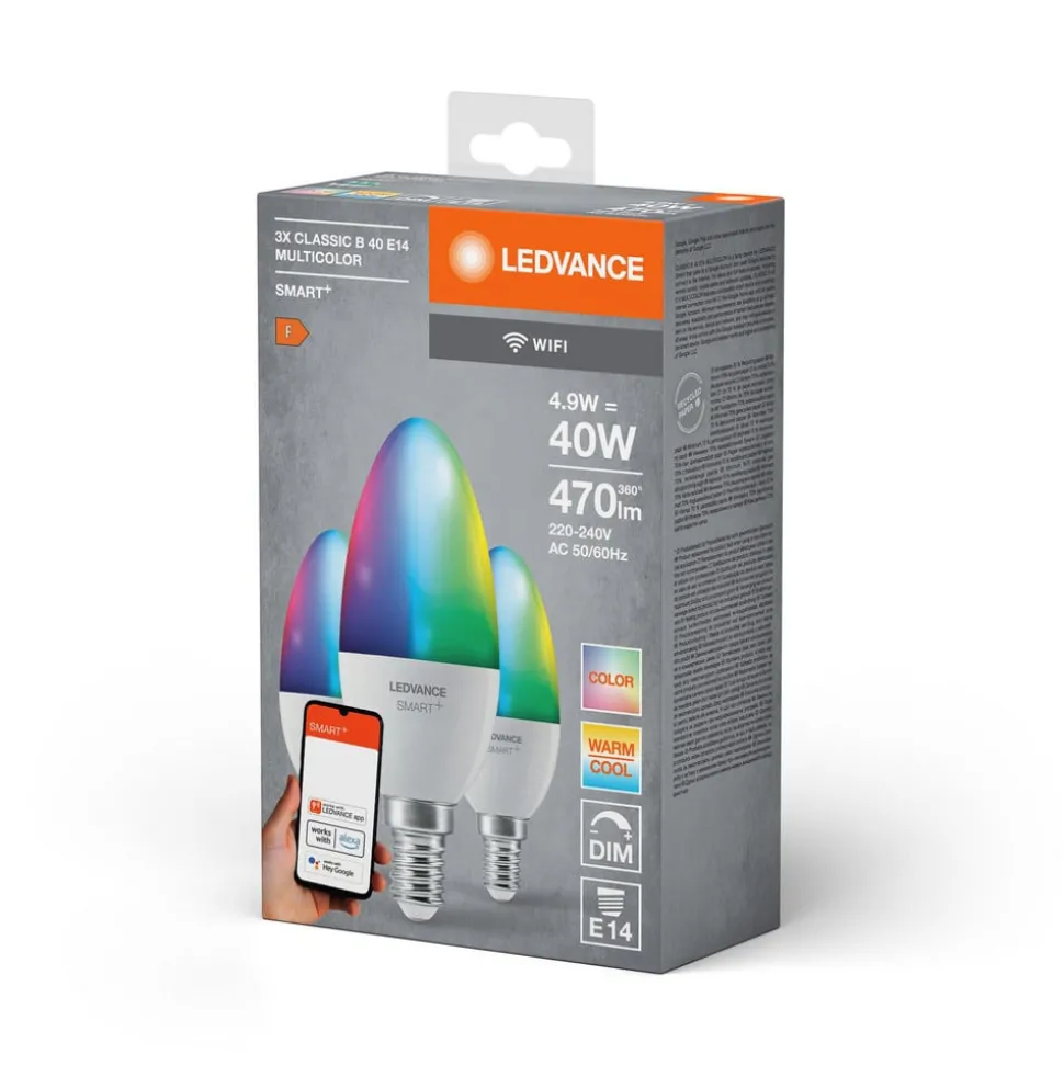 LEDVANCE SMART+ LED, kaars, E14, 4,9 W, CCT, RGB, WiFi, 3 eenheden