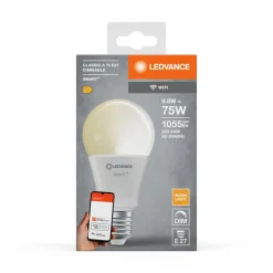LEDVANCE SMART+ WiFi LED lamp E27, 9,5W Classic, 2.700K