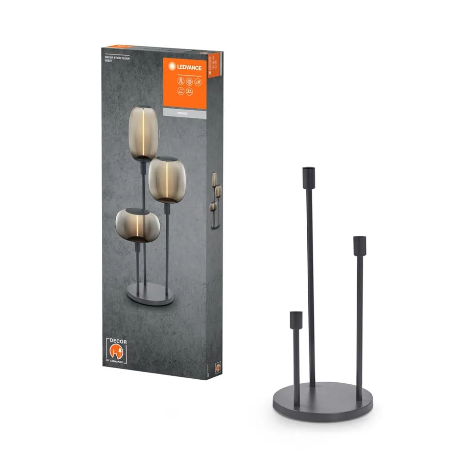 LEDVANCE vloerlamp Decor Stick 3-lamps. Hoogte 78cm, donkergrijs