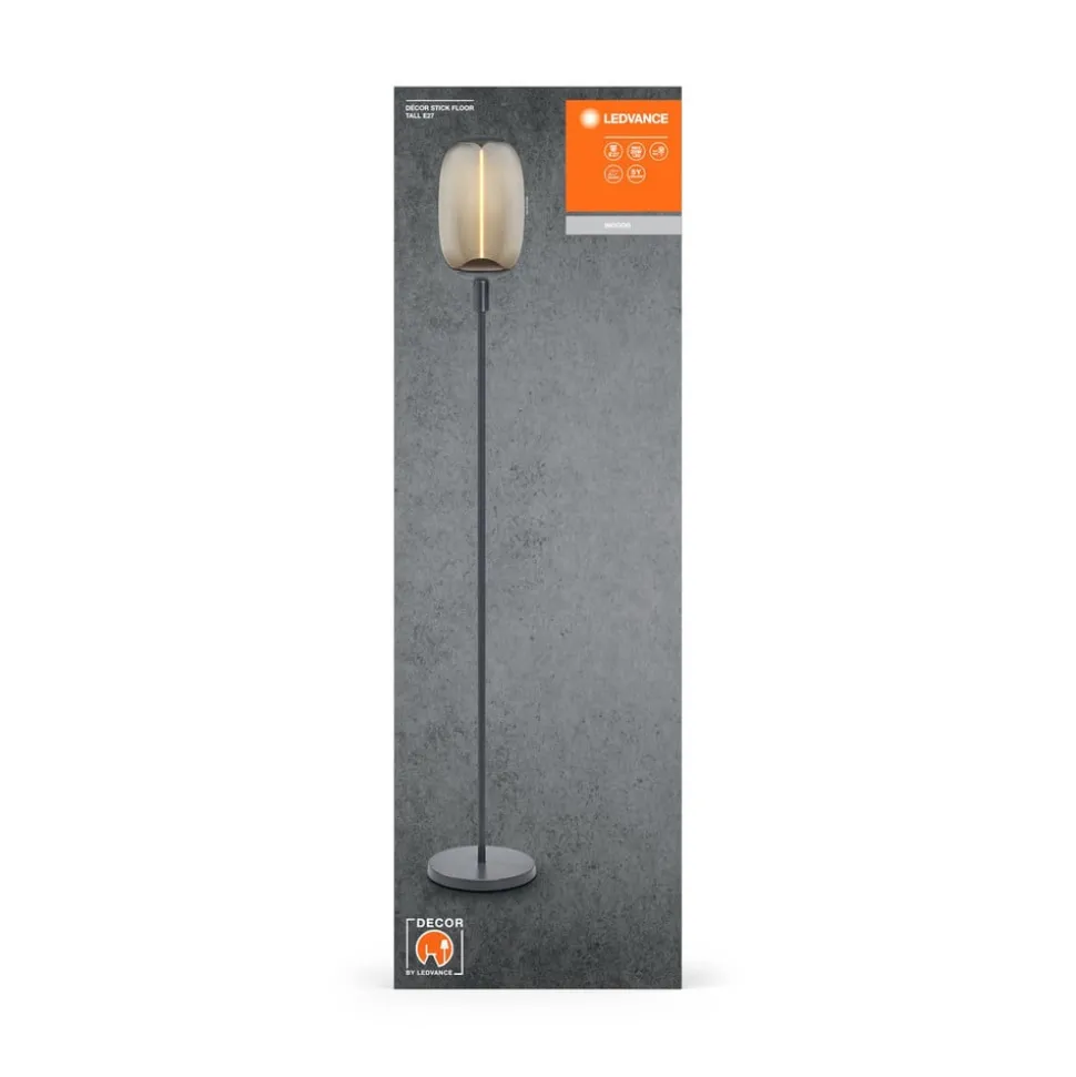 LEDVANCE vloerlamp Decor Stick E27, hoogte 146cm, donkergrijs