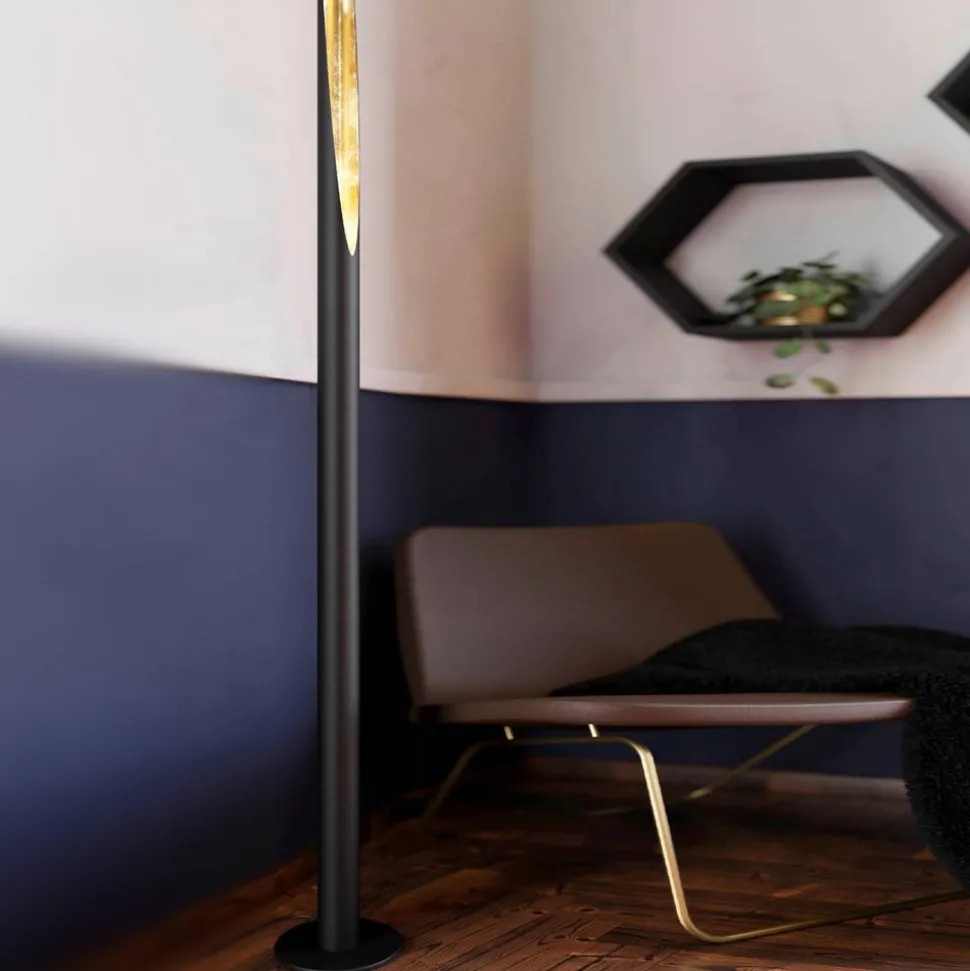 LED-voetlamp Barbotto in zwart/goud