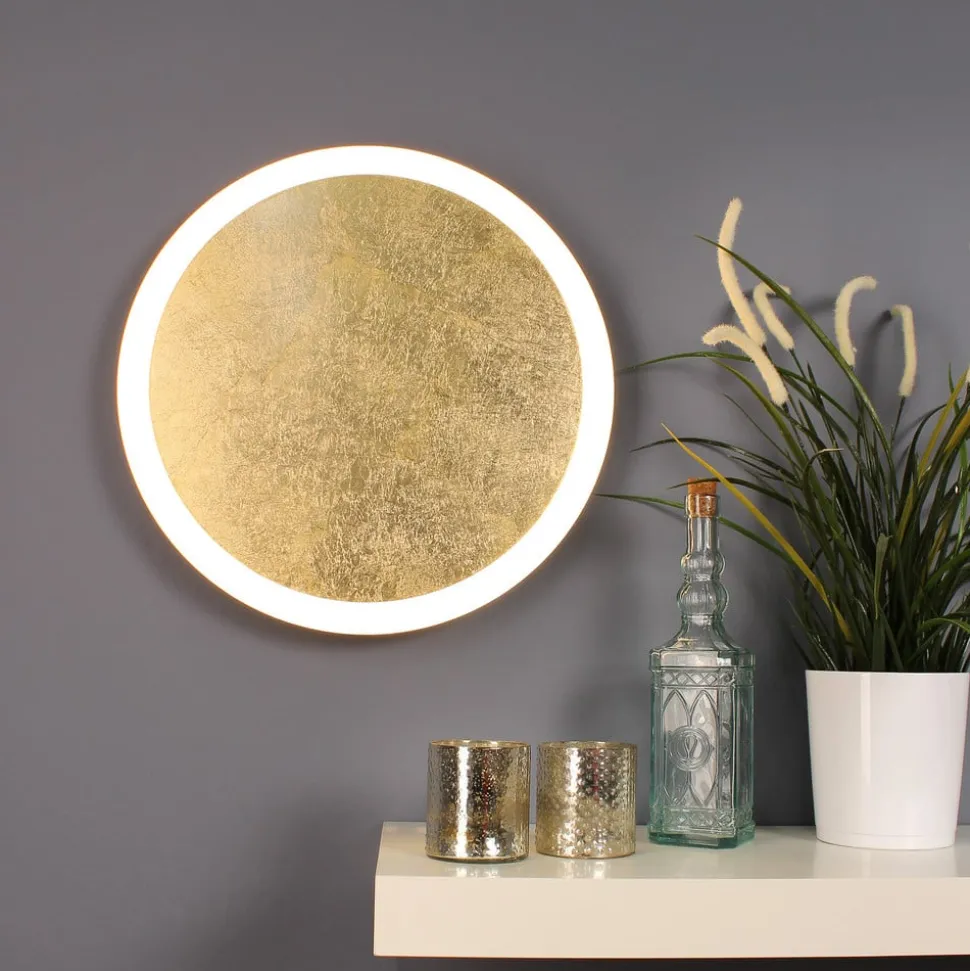 LED-wandlamp Moon Ø 40 cm, goud