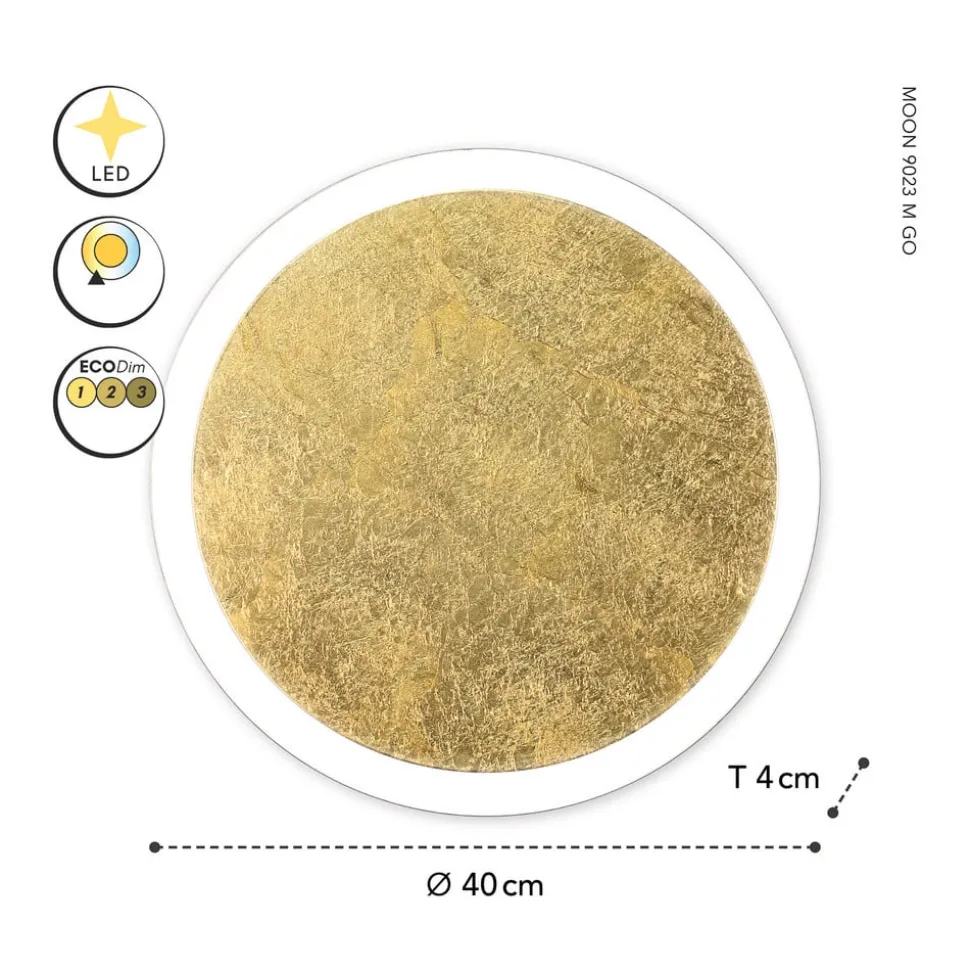 LED-wandlamp Moon Ø 40 cm, goud