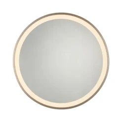 LED-wandspiegel VIDRO, brons, Ø 46 cm, powerbank, schakelaar