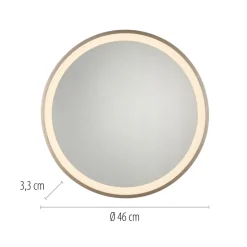 LED-wandspiegel VIDRO, brons, Ø 46 cm, powerbank, schakelaar