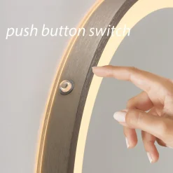 LED-wandspiegel VIDRO, brons, Ø 46 cm, powerbank, schakelaar