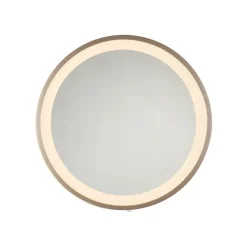 LED-wandspiegel VIDRO, brons, Ø 36 cm, powerbank, schakelaar