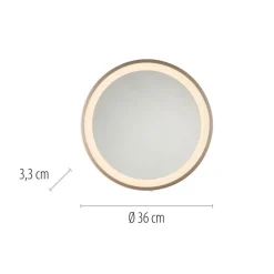 LED-wandspiegel VIDRO, brons, Ø 36 cm, powerbank, schakelaar