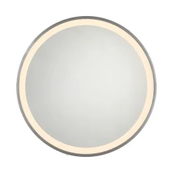 LED-wandspiegel VIDRO, grijs, Ø 46 cm, powerbank, schakelaar