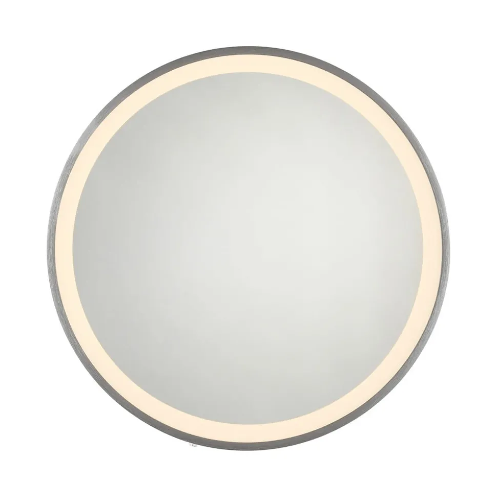 LED-wandspiegel VIDRO, grijs, Ø 46 cm, powerbank, schakelaar